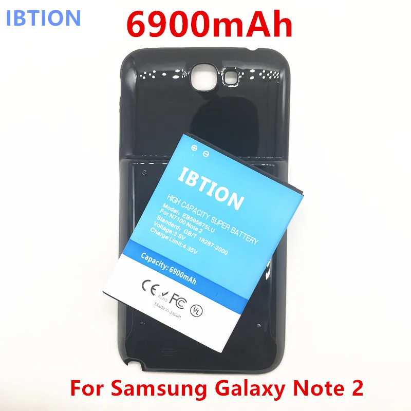 IBTION 6900 мАч EB595675LU расширенная батарея для samsung Galaxy Note 2 II N7100 + чехол-накладка |