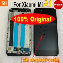 Digitalizador de tela touch screen, sensor de montagem com moldura para xiaomi mi a1 mia1 ma1, display original 100% 5x m5x x