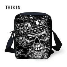 THIKIN черная маленькая сумка-мессенджер с черепом для мужчин, крутая мужская сумка через плечо с принтом черепа, детская мини-сумка на плечо для мальчиков, Подростковая сумка через плечо