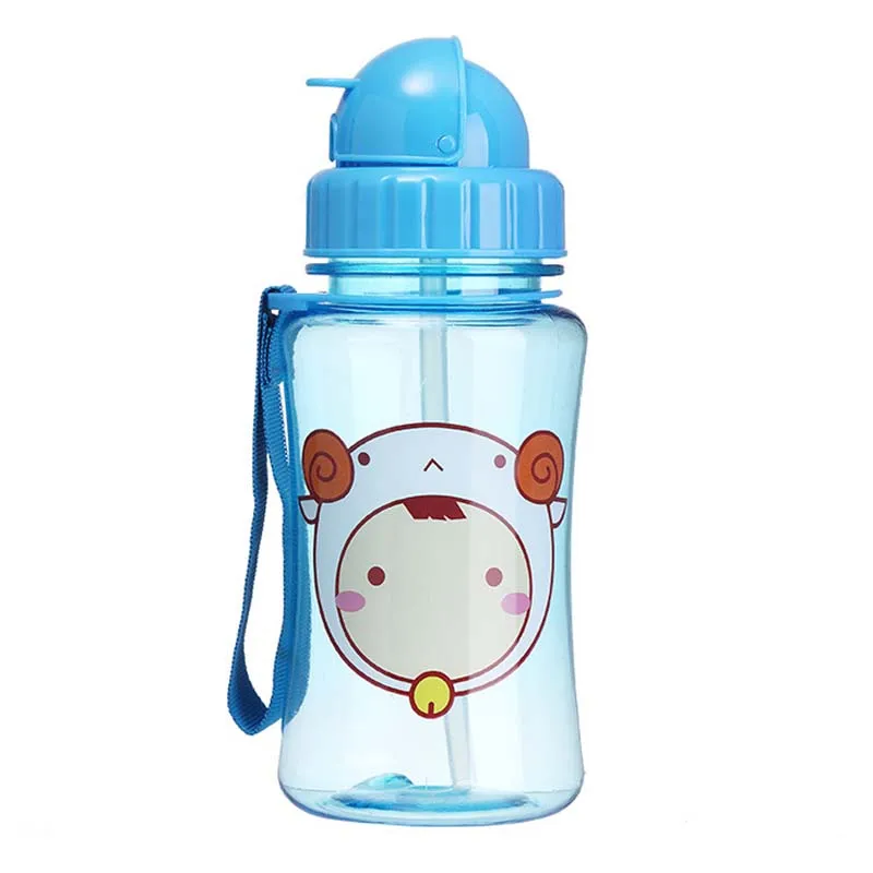 350ML BPA Free Baby Straw Drinking Cups Monkey Owl 8 Style Kids Cartoon Learn Feeding Water Bottle Children Straw Training Cup - Цвет: 350ML Blue S