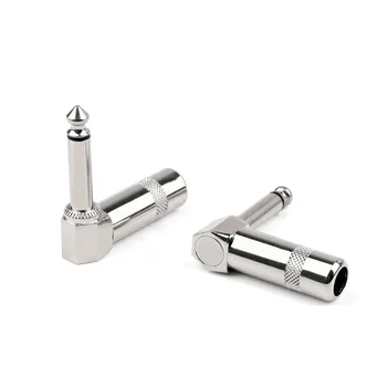 

Areyourshop Sale 4 Pcs Metal 1/4 Inches Ts Right Angle Mono Phone Plug Connector 6.3mm Jack
