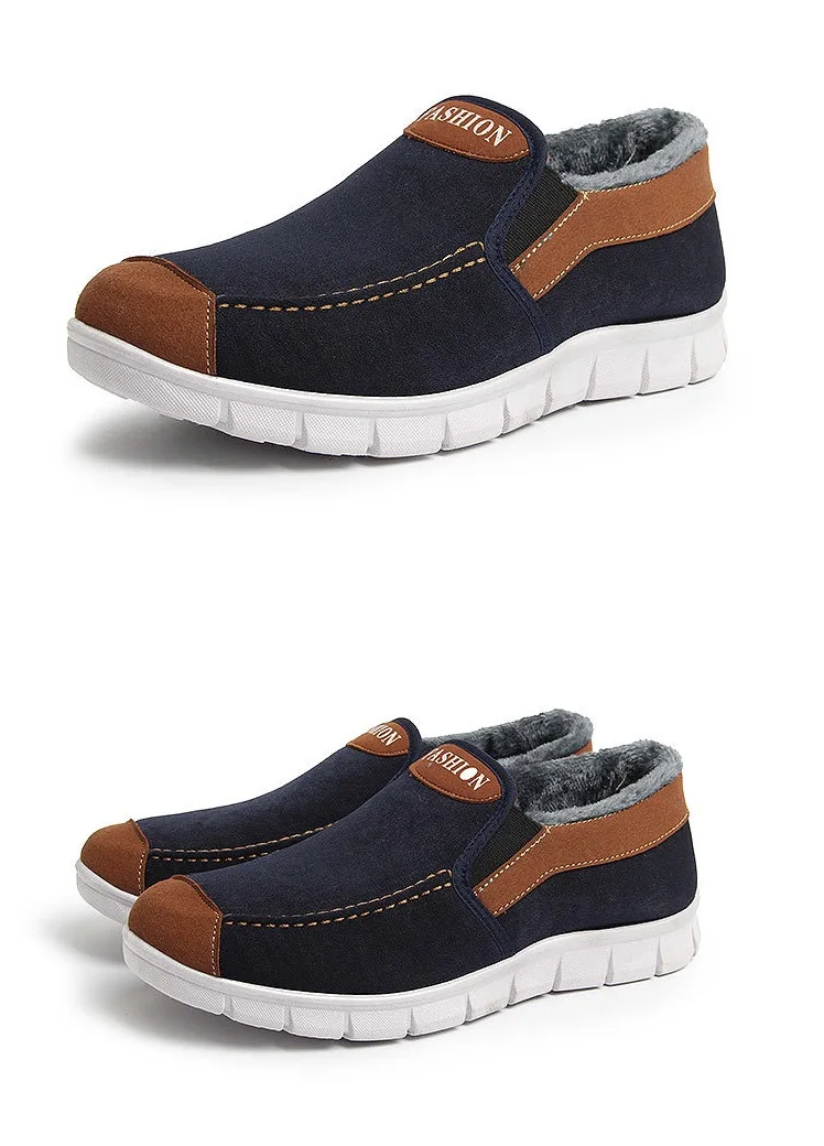 Slip on Casual Shoes Men Canvas Winter Outdoor Walking Sneakers Warm Snow Shoes with Fur Men Suede Shoes Father Soft Non-slip (4)