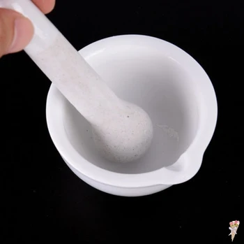 

6ml Ceramic Porcelain Mortar And Pestle Mix Grind Bowl Set Laboratory Herbs Kitchen