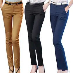 Для женщин карандаш брюки для девочек осень 2019 г. высокая талия дамы офисные брюки повседневное Женский Тонкий штаны бодикон