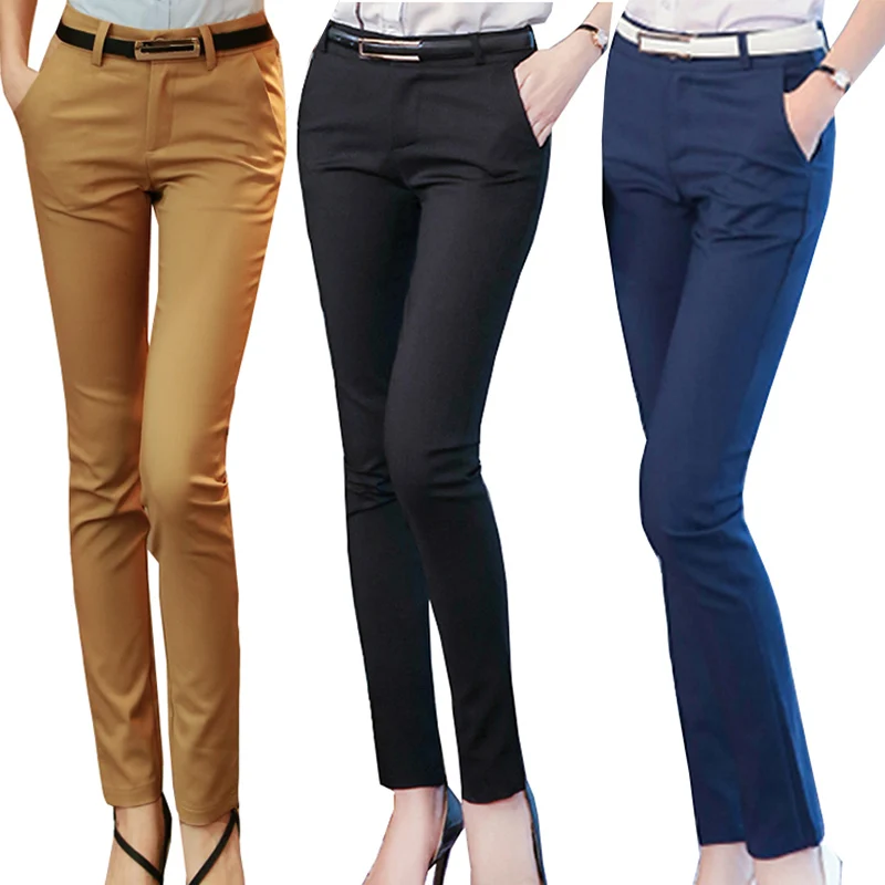 Ceny Kobiety ołówek spodnie 2019 jesień wysokiej talii damskie spodnie biurowe Casual kobieta Slim obcisłe spodnie elastyczne Pantalones Mujer