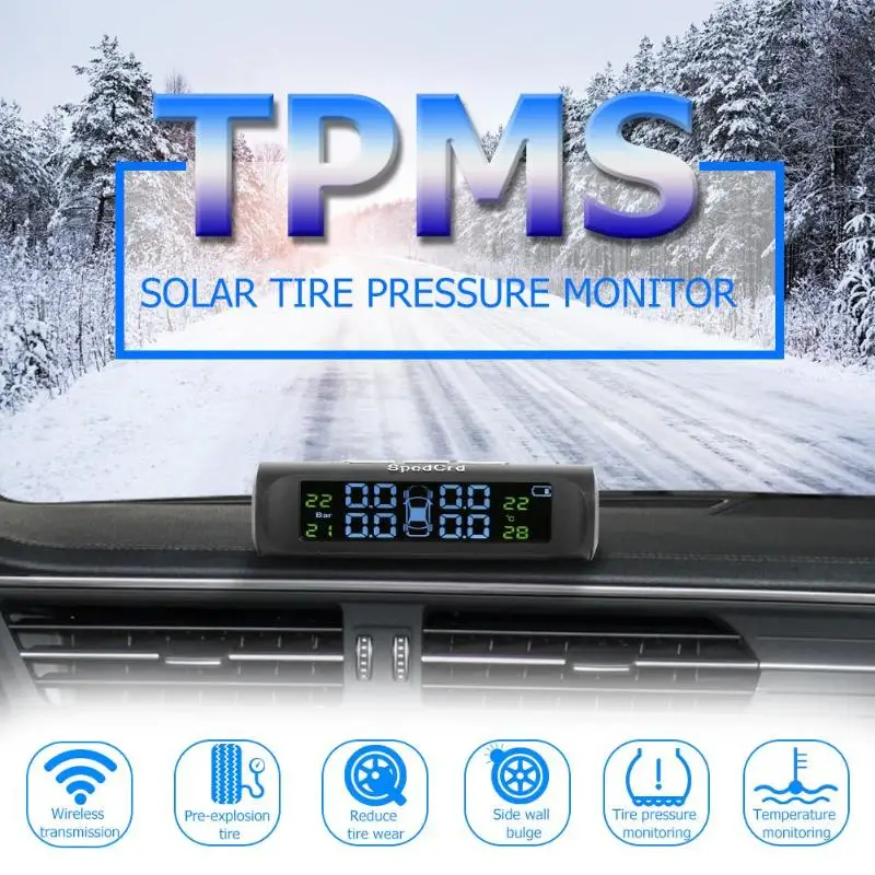 Солнечная мощность USB TPMS автомобильная система контроля давления в шинах lcd 4