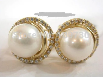 

ry00364 AAA white freshwater pearls Earring 14KGPT gold