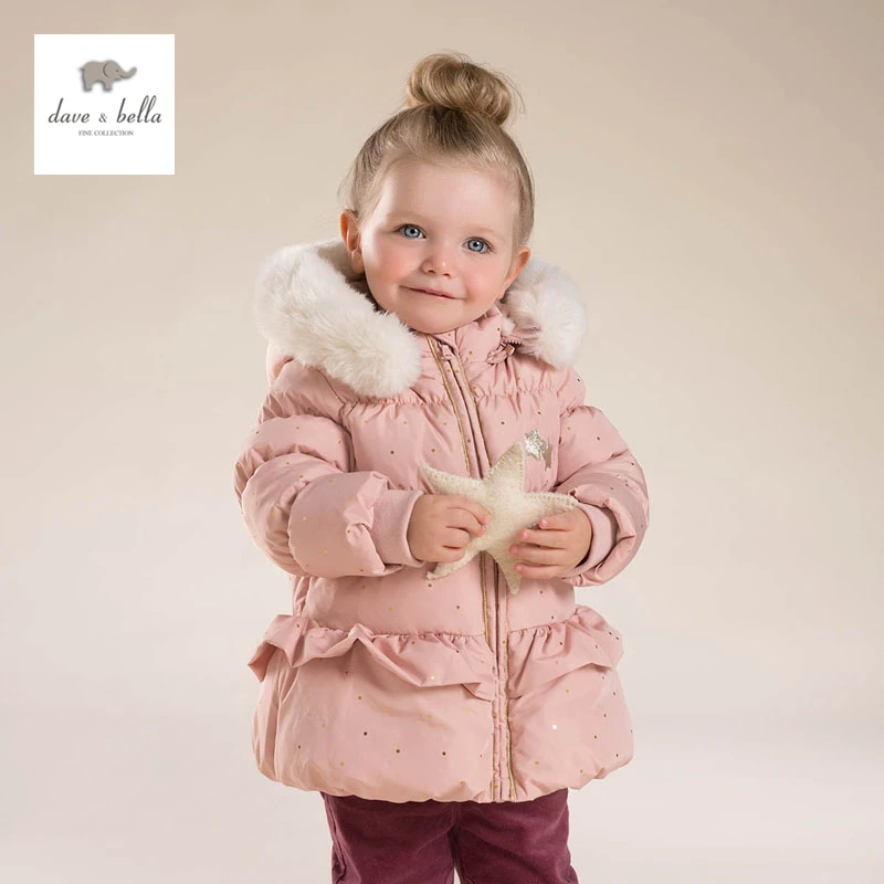 DB4029 dave bella baby girls cute baby pink hooded padded coat