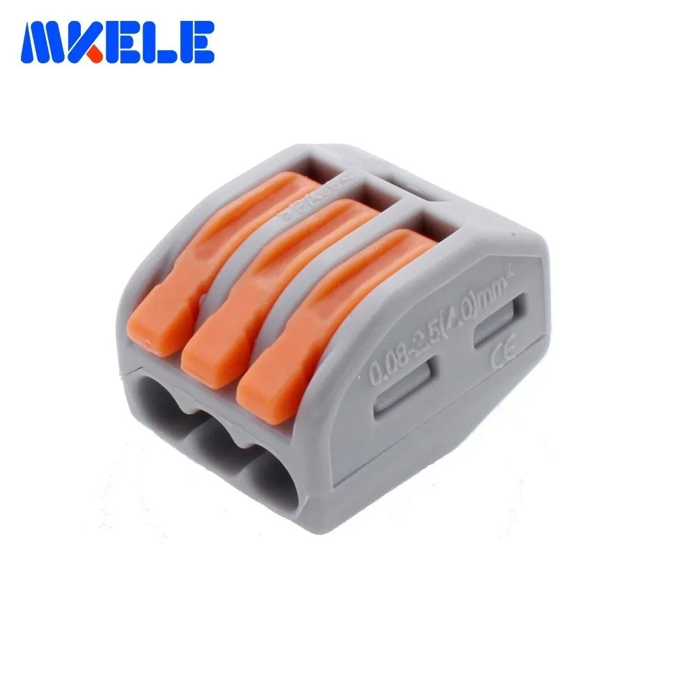 

100Pcs PCT-213 3 Pin Wire Connector Universal Compact Wire Wiring Connector Conductor Terminal Block Wago Terminals
