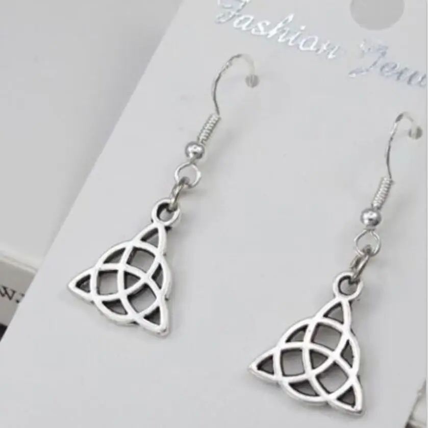 

Design Silver Bijoux Trinity Knots Triquetra Drop Earrings For Women Retro Fashion Jewelry Dangle Earrings Statement Earrings