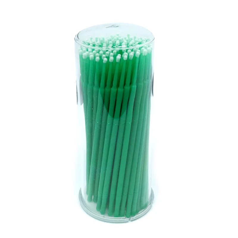 100 шт пластиковые одноразовые ресницы для удаления ресниц, микро-кисти для удаления ресниц, ватные тампоны для наращивания ресниц, Кисть для макияжа - Handle Color: green