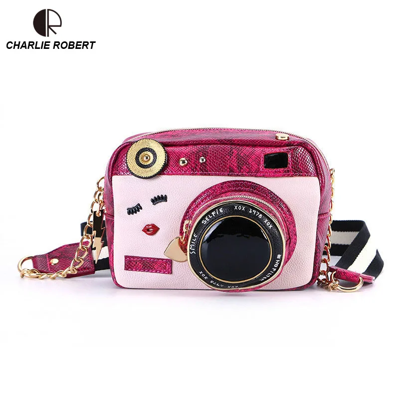 

Dress Luxury Design 2019 New Women Lady Cute Camera Party Shoulder Bags Casual Pink Cartoon Camera Crossbody Bags
