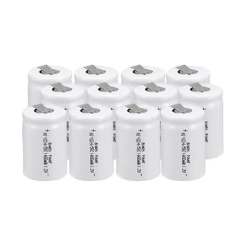 

Anmas power! 12 PCS Ni-Cd 4/5 SubC Sub C battery Rechargeable Battery 1.2V 1400mAh with Tab 3.3cm x 2.2cm-Tab white color