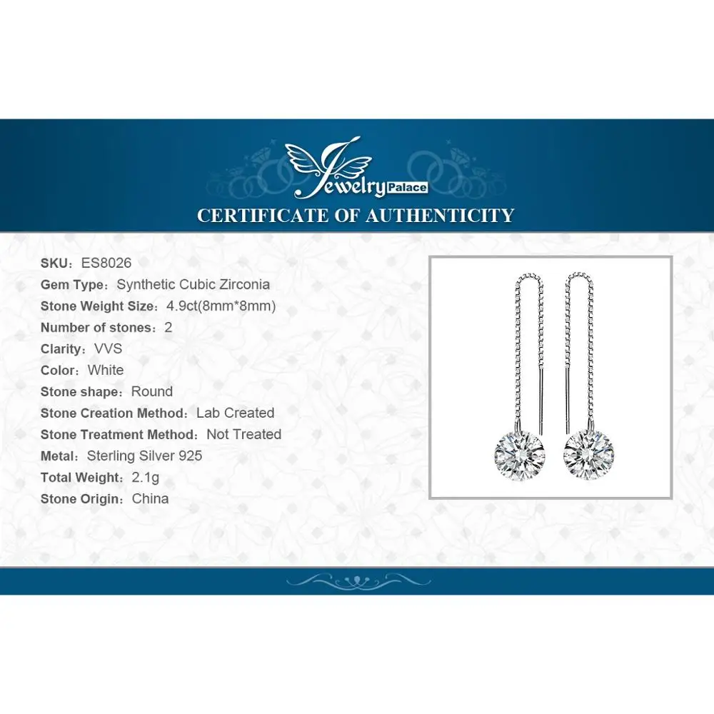 JewelryPalace 925 Стерлинговое Серебро кубического циркония CZ длинные свисающие серьги