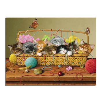 

Basket cats 56x42 3D diy diamond painting wall sticker diamond mosaic cross stitch needlework embroidery diamond embroidery