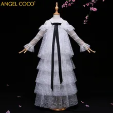 Детское белое платье-пачка с цветочным узором для девочек вечерние платья на день рождения платья принцессы для девочек Fille костюм для детей