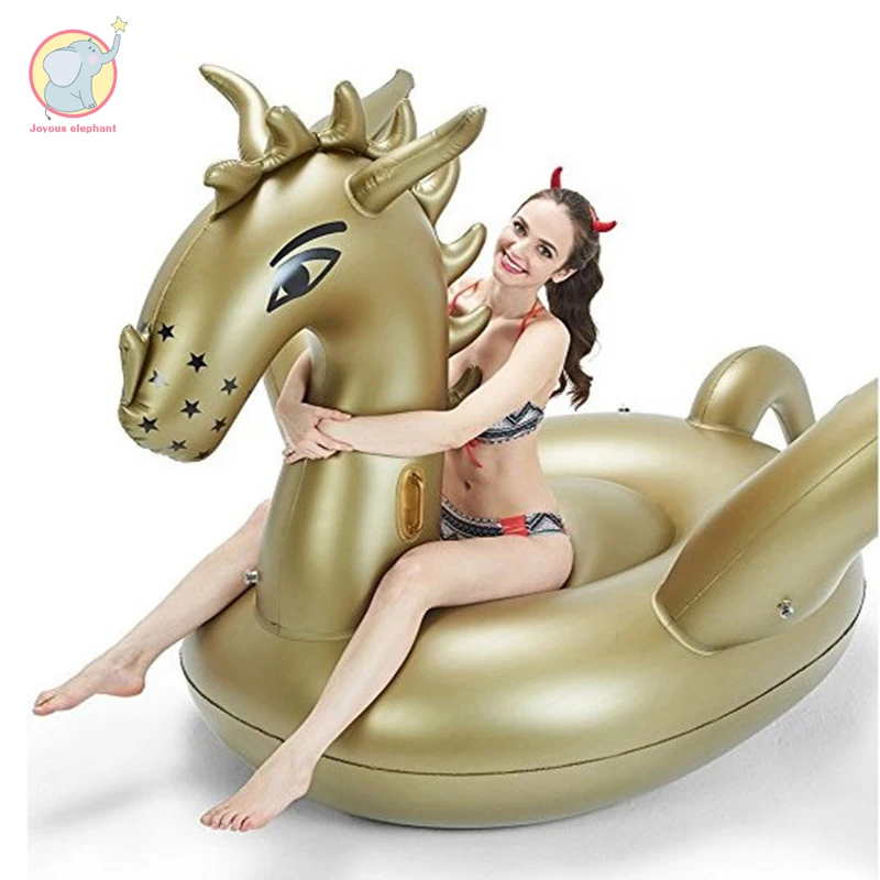 Гигантский надувной золотой дракон Единорог морской конек бассейн плавательный пояс для плавания круг воздушный матрас водные игрушки