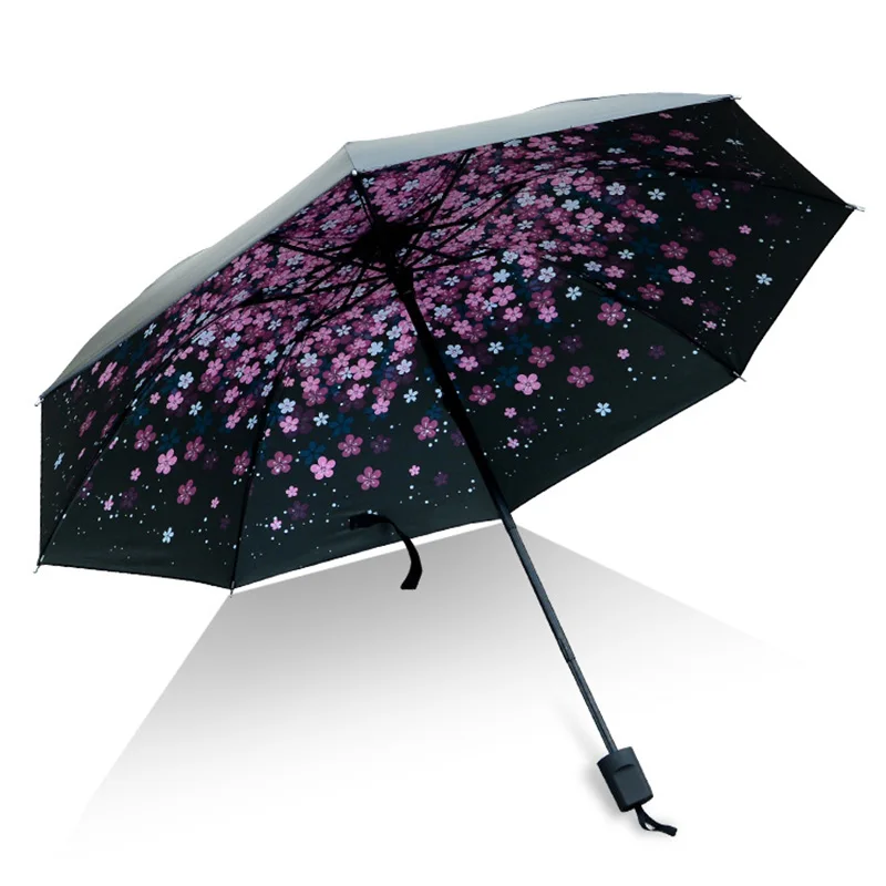 Складной зонтик с цветками вишни для девочек, шикарный, анти-УФ, водонепроницаемый, портативный, для путешествий, зонт для женщин, подарок, карандаш, карманный зонтик - Цвет: 7