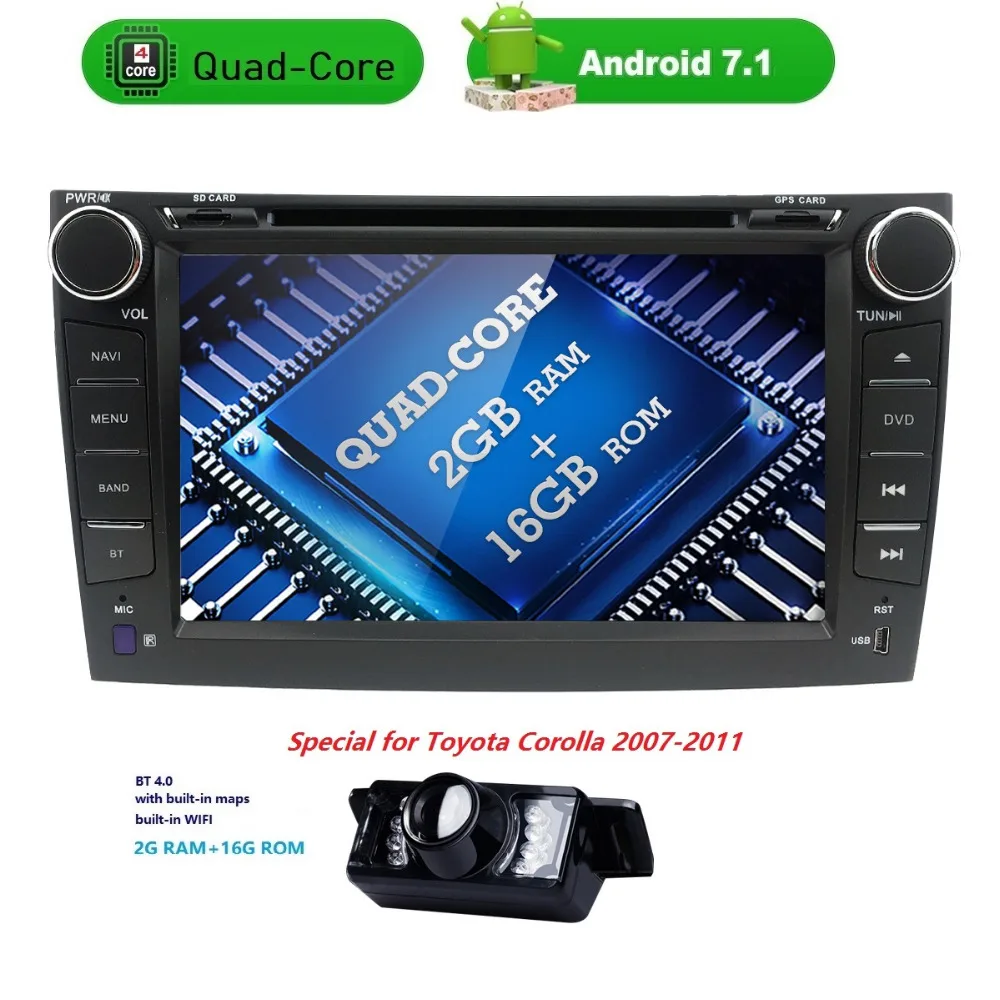 

2 Din Android 7.1 Car DVD Multimedia player For Toyota corolla 2007 2008 2009 2010 2011 1024*600 GPS autoradio head unit CD2GRAM