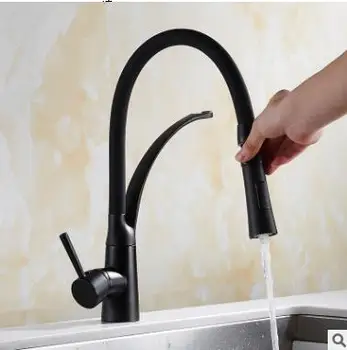 

Pure black paint personality hot and cold water faucet kitchen sink sink faucet