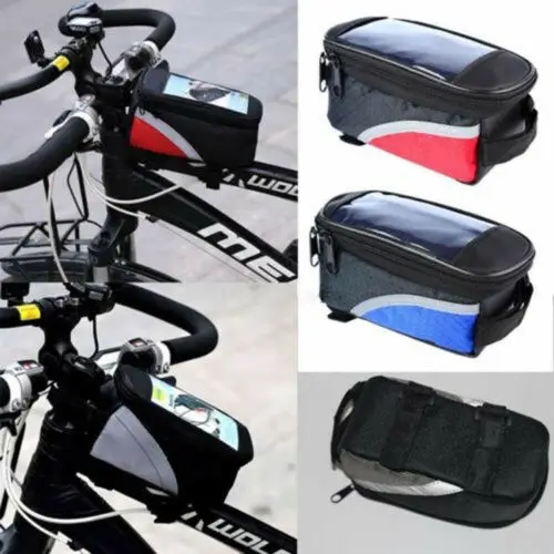 

UK Bicycle Mountain Bike Front Frame Pannier Tube Bag Case Pouch For Cell Phone