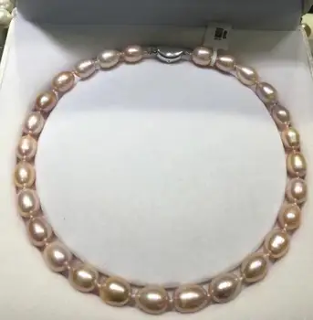 

free shipping Natural 10-12mm genuine white gray purple pink Freshwater Pearl necklace 17inch