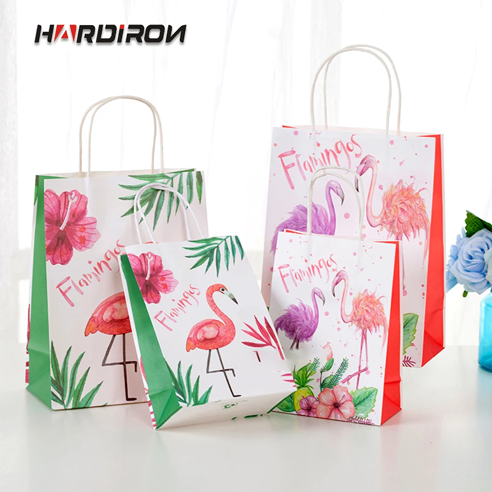 

HARDIRON Ins Net Red Flamingo Pattern Gift Packaging Bag Creative Birthday Gift Clothing Store Baking Portable Paper Bag