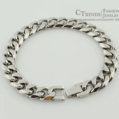 Jewelry Men Bracelet Cuban links & chains Silver Stainless Steel Bracelet for Bangle Male Accessory Wholesale Free Shipping B284