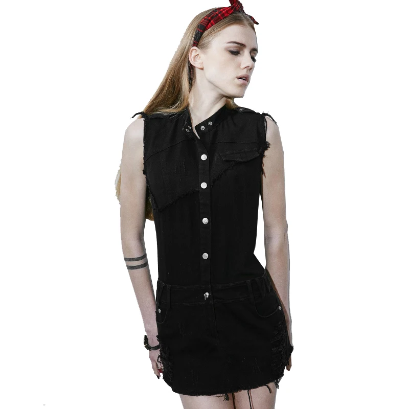 ladies black denim dress