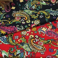 Хлопок и лен этнический красный темно-синий узор Пейсли цветочный текстиль для DIY Ручная работа скатерть шторы блузка платье ткани