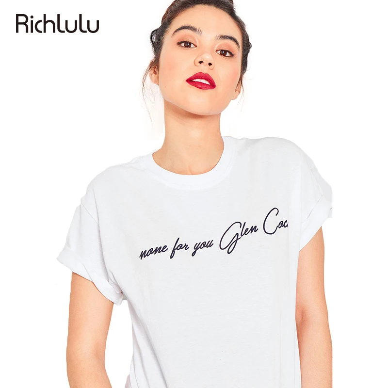Richlulu одежда белая футболка с надписями Для женщин короткий рукав o-образным