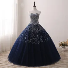 Синие расшитые бусами бальное платье Quinceanera платья для выпускного вечера платья кристаллы на шнуровке сзади Стразы дебютантка сладкий 16 платье