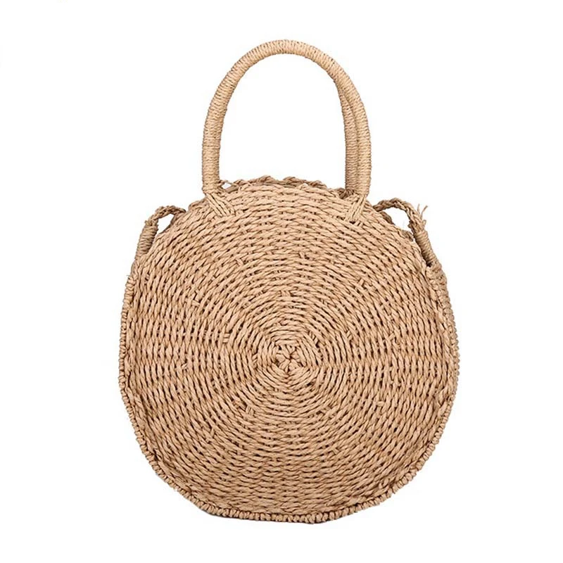 

2018 Women Straw Bag Bohemian Bali Round Rattan Beach Handbag Small Circle Lady Vintage Crossbody Handmade Kintted Shoulder Bags