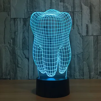 

LED 3D Night Light Creative Teeth Modelling Table Desk Lamp Bedroom Home Lighting USB Ambient Color Change Luminaria Kids Gifts