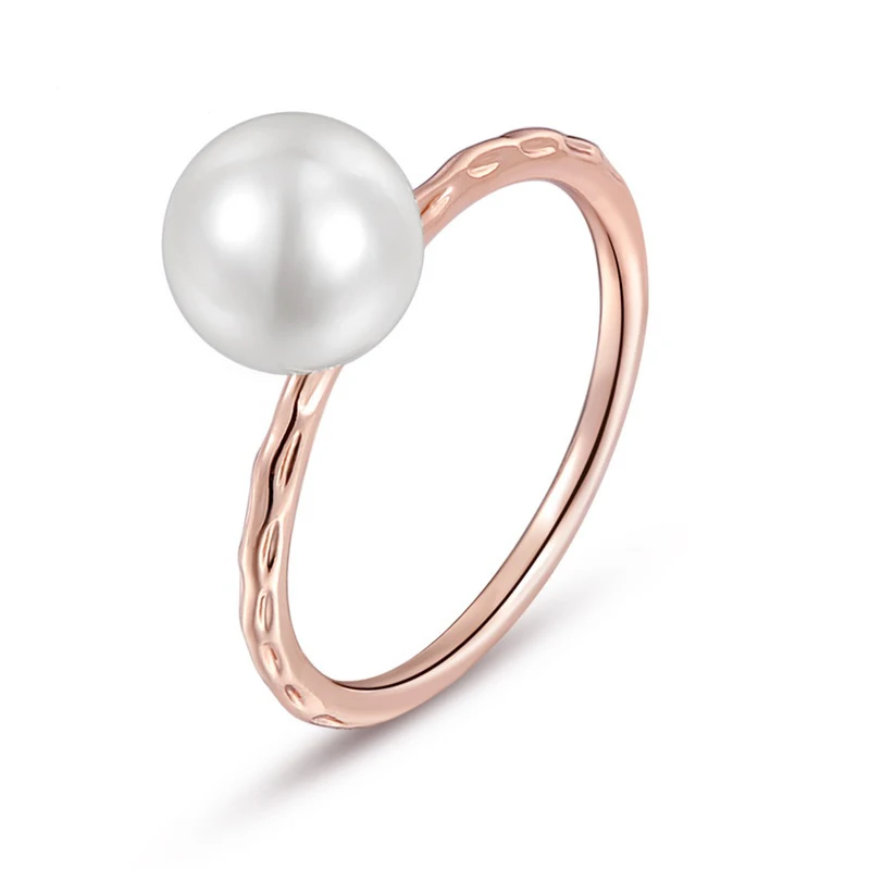 

DAN'S ELEMENT OL Lady Style Imitation Pearl Rose Gold Color Ring Full Sizes For Women Wedding Party Top Quality DER10581