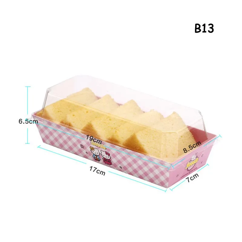 Одноразовая сэндвич-картонная Хлебница, затяжки, прозрачная крышка, упаковочная коробка для хлебобулочных закусок, упаковочная коробка, контейнер для еды, коробка для еды на вынос - Цвет: B13