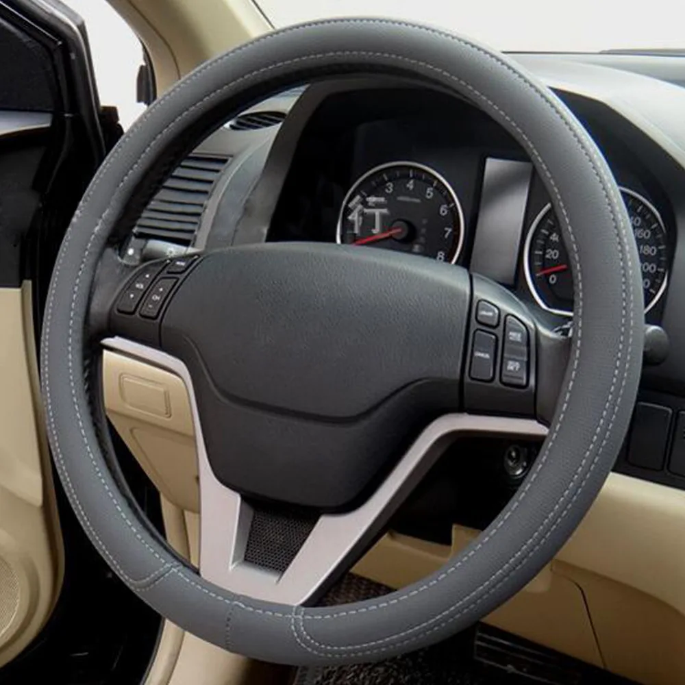 

Black Gray Beige Leather Green Rubber Car Steering Wheel Cover For KIA HYUNDAI TOYOTA HONDA RIO LADA Car-styling Accessories