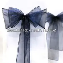 25 шт. Темно-синие "(20 см) Ш х 108"(275 см) l Sheer органза Пояса Свадебная вечеринка Банкетный Председатель органза Sash Лук