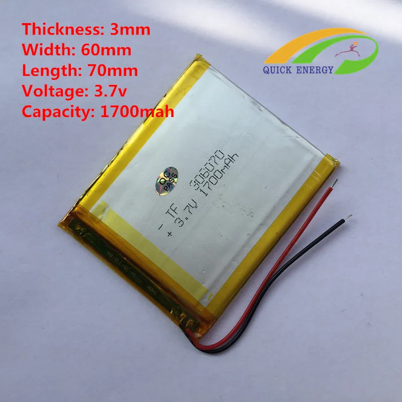 3.7 В thium полимерная батарея 306070 036070 MP3 MP4 MP5 GPS Bluetooth маленькие игрушки | Электроника