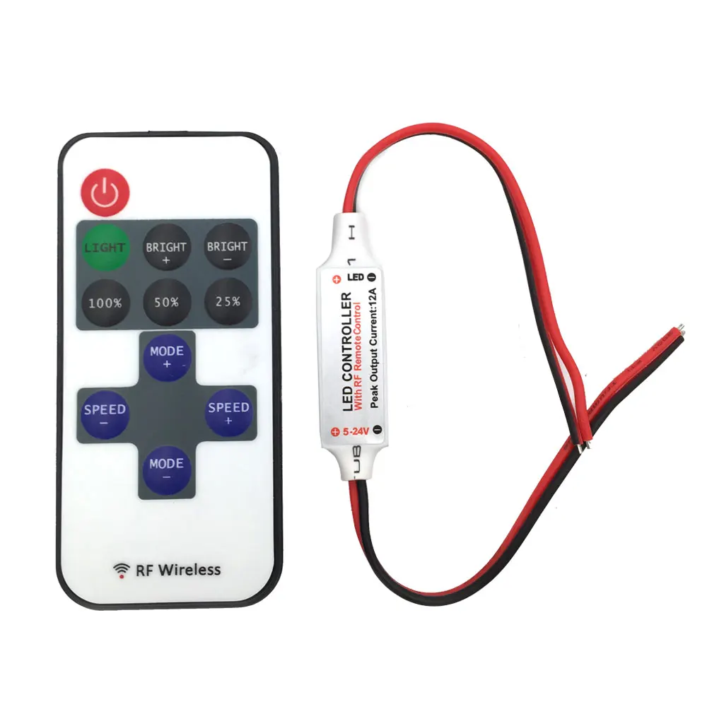 DC5-24V RF Wireless Mini LED Strip Light Switch Controller Dimmer 8 Modes 5V 12V 24V Remote Control for LED Bulb Lamp Dimming (4)