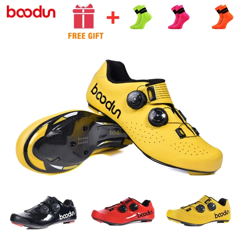 

Boodun Ultralight Carbon Fiber Cycling Shoes Non-slip Men's Road Bike Shoes Breathable Self-Locking Pro Racing Bicycle Shoes
