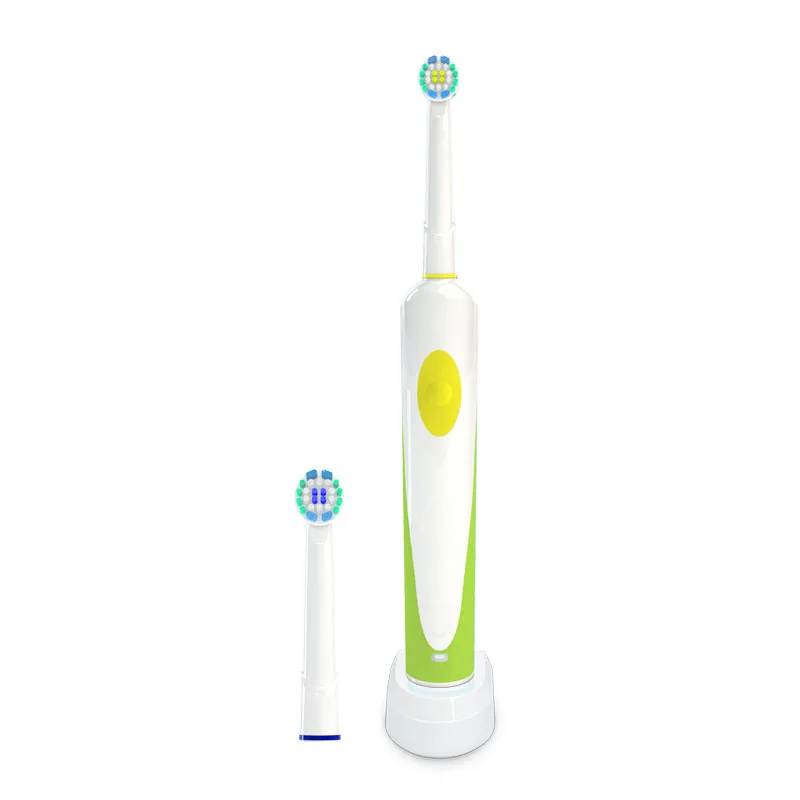 Электрическая звуковая зубная щетка ротационного типа для чистки полости рта, перезаряжаемая зубная щетка с индукционной зарядкой с 2 головками щеток B - Цвет: Зеленый