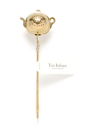 

Free shipping! The Golden color Stainless Steel TEA INFUSER, CreativeTea pot shape with HANDLE, Exquisite packaging tea filters