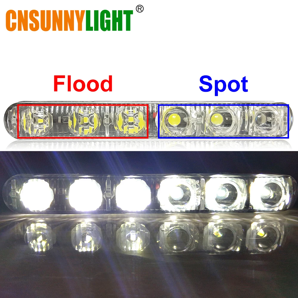 CNSUNNY светильник светодиодный DRL Комплект дневной ходовой светильник водонепроницаемый 6 светодиодный s Универсальный Автомобильный рабочий светильник для вождения внешняя противотуманная фара 6000K 12V