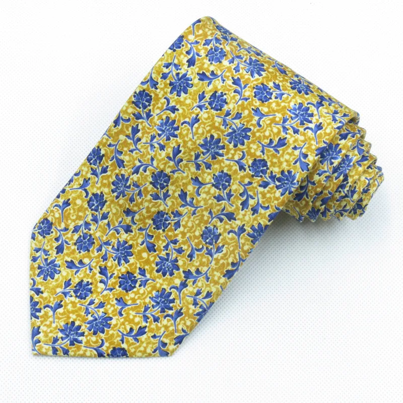 Цветы и птицы принтованный шелковый галстук 9 см широкий галстук для мужчин темно-синий необычный галстук для взрослых деловых галстуков gravata