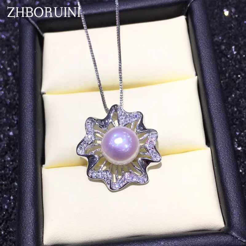 

ZHBORUINI 2019 Pearl Necklace Natural Pearl Round Pendant 925 Sterling Silver Jewellery For Women Drop Shipping Everlast