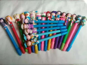 

20pcs High quality Polymer clay ballpoint pen in stock ,promotional students gift ball pen ,novelty cartoon ball pen ,mix all