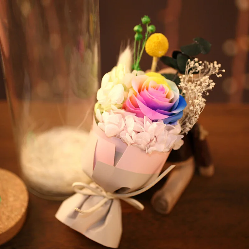 Подарок на день Святого Валентина светящаяся стеклянная крышка свежая консервированная Роза Lmmortal вечная роза для деревенских свадебных любовных принадлежностей