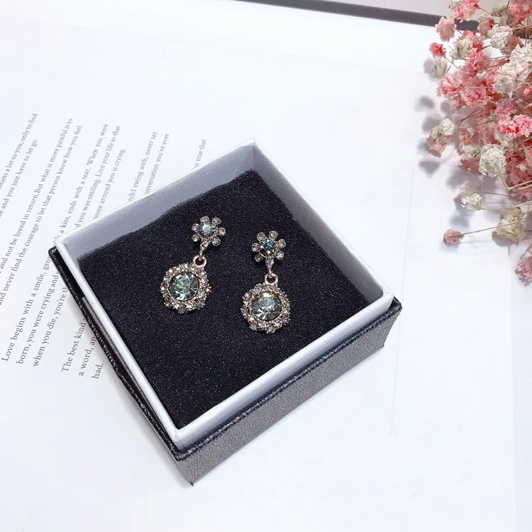 Vintage water drop Кристалл Серьги Серебро 925 post гипоаллергенный неувядающий моды серьги