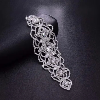 

DIY Strass Glass Rhinestone Patches Applique Trim Sew on Bridal Dress Belt Patch for Wedding Evening Dress Sash HD-890